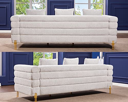 Amerlife Sofa, Oversized Sofa- 85 Inch Sofa Couch, 3 Seater Sofa Comfy Sofa For Living Room- Bouclé Deep Seat Sofa Cold White, 3 Seats #TOP6