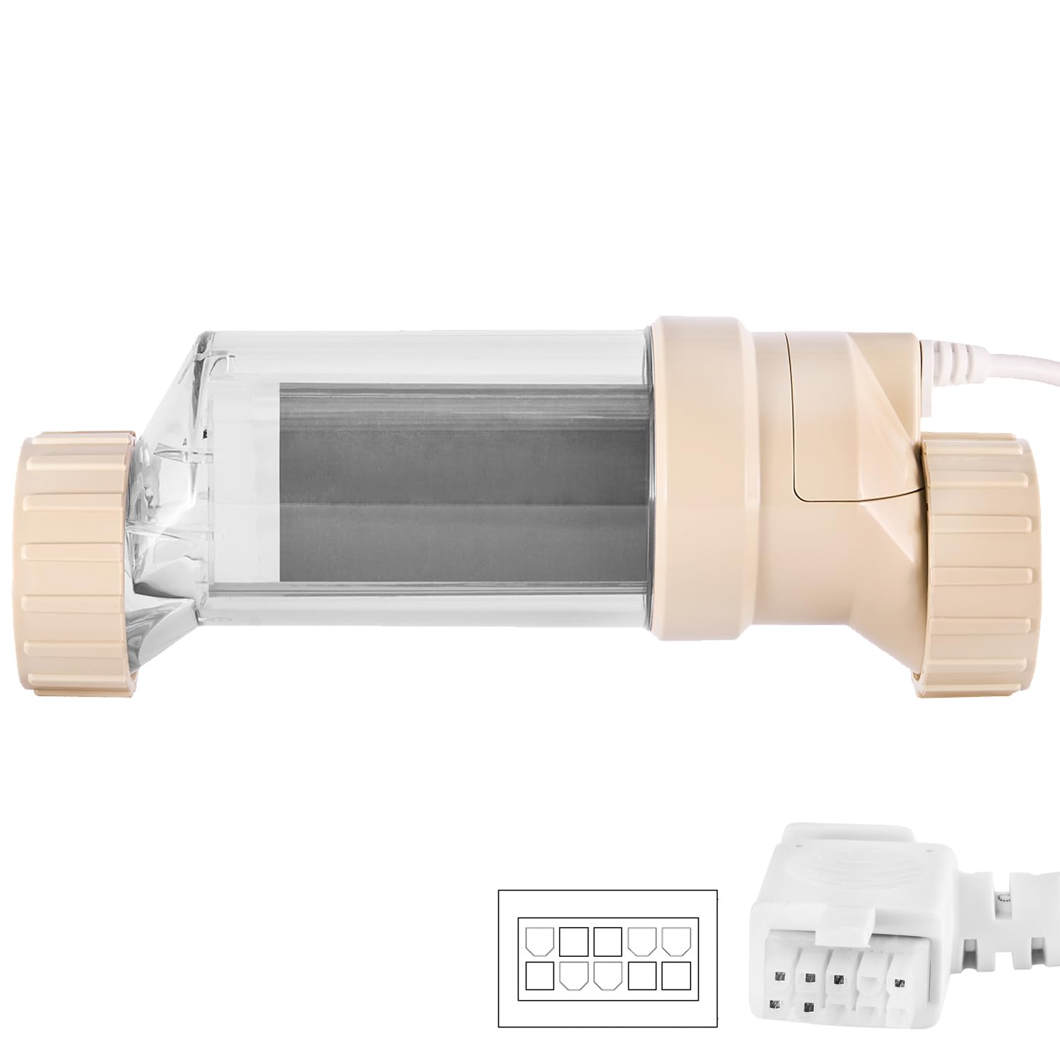 XtremepowerUSReplacement Salt Cell up to 40,000 Gallons Swimming Pool In-Ground Chlorinator System Cell Clear Housing Chlorination Cell Plate