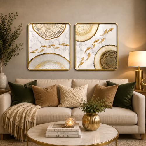 Image of RANDOM Premium Square Wall Painting Set of 2, 38 x 38 cm (Painting set of 2)