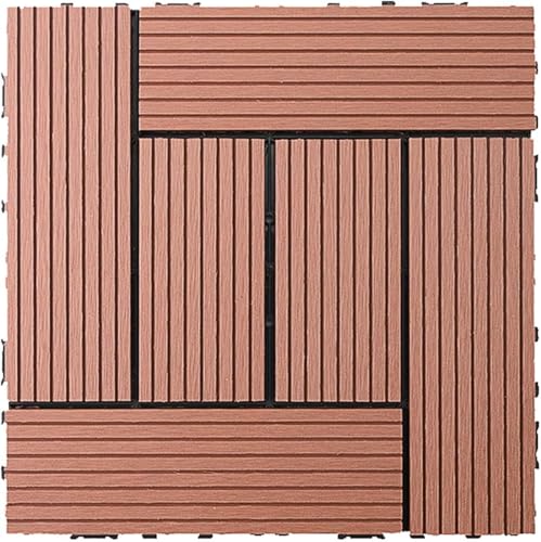 Carrelage de sol extérieur clipsable en acajou aspect gaufré