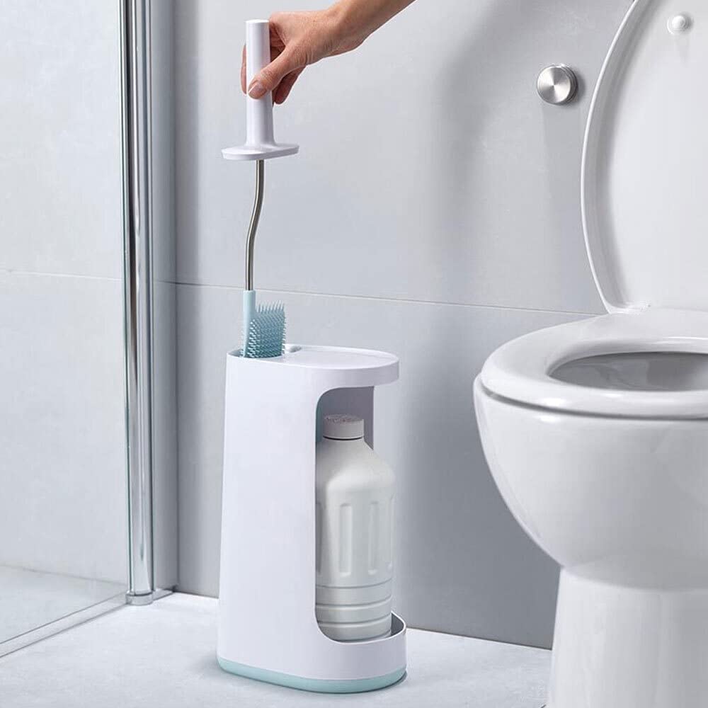 Joseph Joseph 70536 Flex Store Escobilla para Inodoro con Cubo de Almacenamiento, Azul/Blanco, Extra Grande
