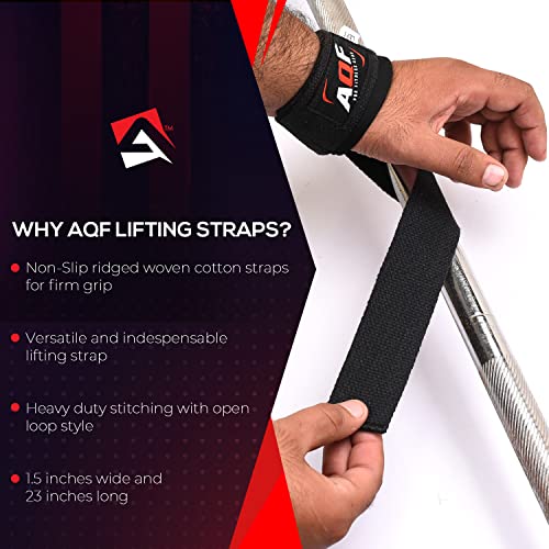 AQF Weight Lifting Straps Neoprene Padded Wrist Support,Training Hand Bar Straps Bodybuilding Powerlifting Fitness Exercise Grips (Black)