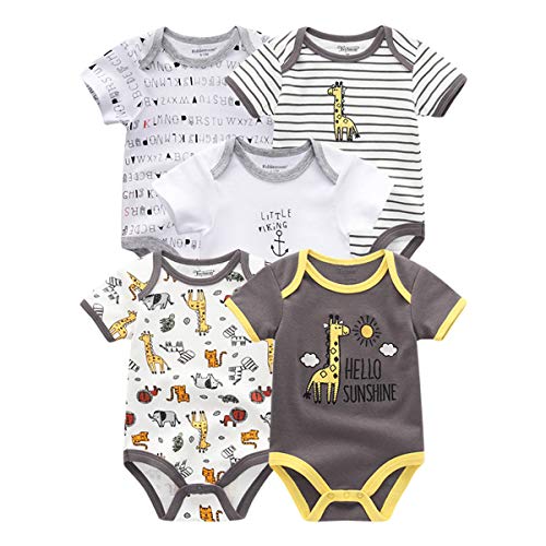 Kiddiezoom 5er-Pack Baby Kleinkinder-Einteiler Baumwolle Bekleidungs-Sets Bodysuits für Jungen und Mädchen