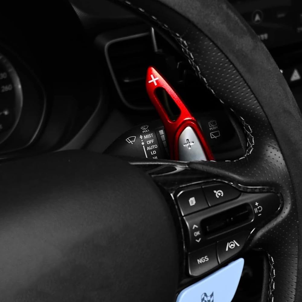 ontto Auto Lenkrad Schaltwippen Verlängerung Schaltpaddel Passt für Hyundai I30 Wagon N Line Veloster Kona Elantra Avante GT CN7 2019-2024 Schalthebel Metall Shift Paddle Shifter Erweiterung-Rot