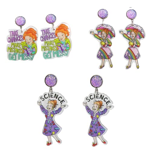 Teacher Student Dangle Earrings Acrylic Cute Crayons Rainbow book Earrings for Women Back to School Gradution Reading Events Jewelry for Teacher-3 pairs A