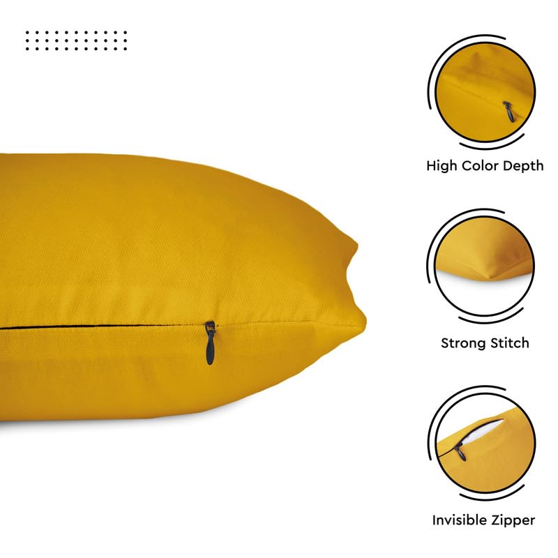 Encasa XO Cotton Throw Pillow Covers Set of 2 I 24x24 in (60x60 cm) - Mango I No Insert I Plain Square Pillowcases I Machine Washable - Image 4