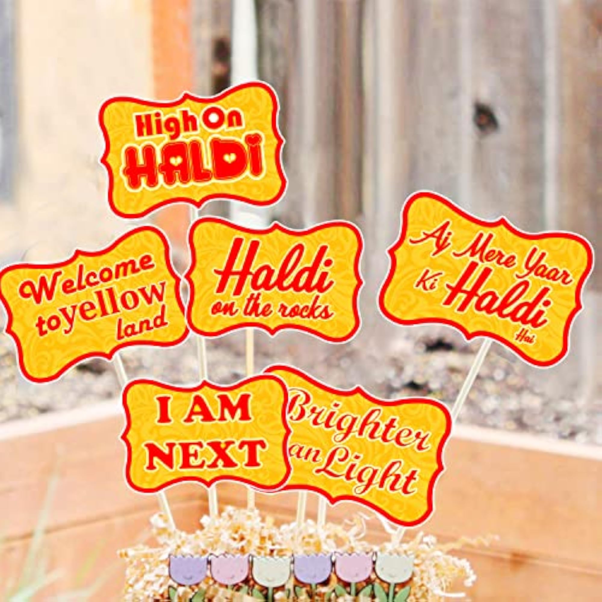 Haldi Decoration Items for Marriage - 16 Pcs Banner and Props