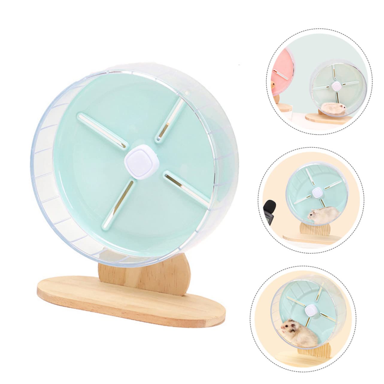 Didiseaon Rueda Silenciosa para Hámster de 20cm Soporte Estable, Material Abs y Madera, Diseño Antiestrés para Jaulas y Deportes de Mascotas