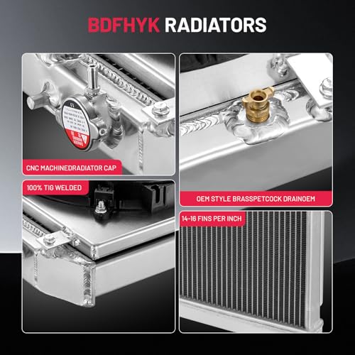 Image of BDFHYK HO3010123 2-Row Aluminum Radiator with Fan for Honda Civic 92-00