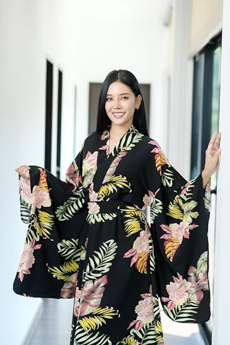 Image of Na'Rak Women's Kimono Robe, Full-Wrap Yukata Style Long Soft Loungewear Luxury Dressing Gown