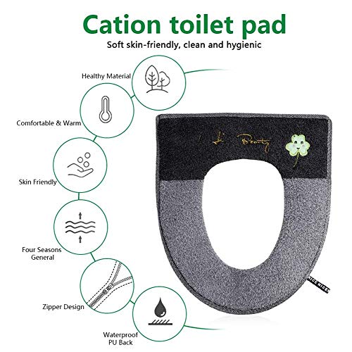 GGFHH Toilettensitzbezug, Reißverschluss Wasserdichtes Antibakterielles Leder Home WC Sitzkissen Mit Aufhängeschlaufe Badezimmer Warm WC-Sitzbezüge 2PCS – Bild 8