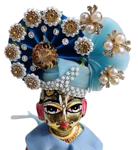 Image of Partish Laddu Gopal Heavy Poshak Size 3 l Ladoo Gopal Dress l Bal Gopal l Kanha Ji Thakur Ji Net Dress (Sky Blue)