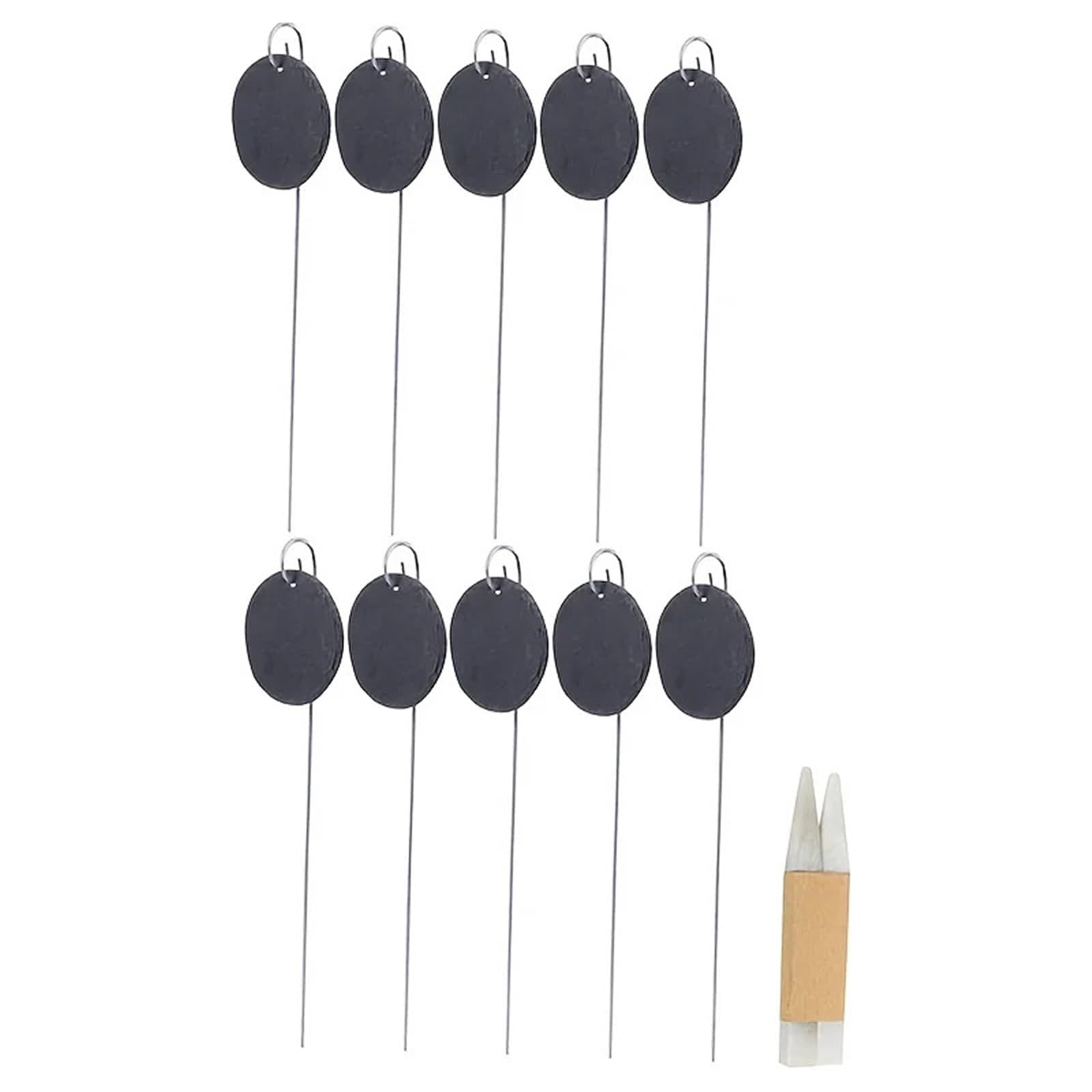 10 marcadores de pizarra negra for plantas | Varillas acero inoxidable | Decoración for jardín y patio interior exterior Para Flores Verduras(Round)