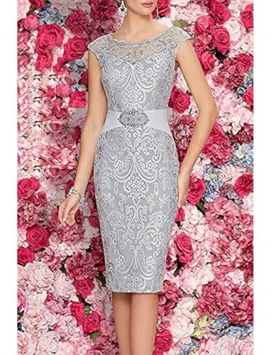 2 Pieces Tea Length Mother of The Bride Dresses with Jacket Beaded Lace Appliques Formal Evening Gown for Wedding3