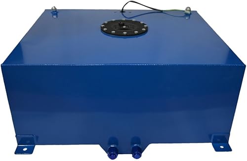 MOTORHOT Universal 20 galones 80L tanque de combustible de aluminio para caja de camión pulido Racing Street Drift Strip con nivel remitente azul