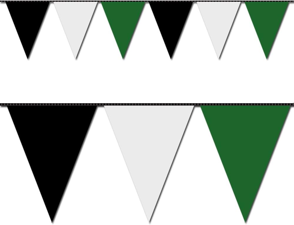 Ziggos PartyBlack, White and Green Triangle Pennant Flag 100 Ft.