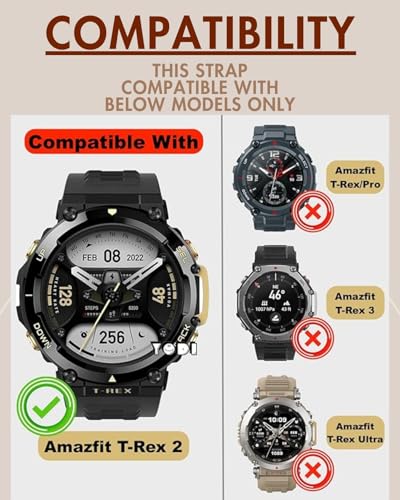Image of YODI Strap Band Compatible with Amazfit T-Rex 2 Smartwatch Only Soft Silicone | Nylon | Chain | Leather Watch Straps with Installation Adjuster Tool For Amazfit TRex 2