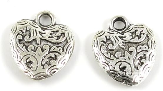 Wholesale Supplies Ancient Silver Fashion Jewelry Making Charms Findings W-TX2503 Pattern Heart Pendant Craft DIY Vintage Alloys Necklace Bulk Supply Accessoires
