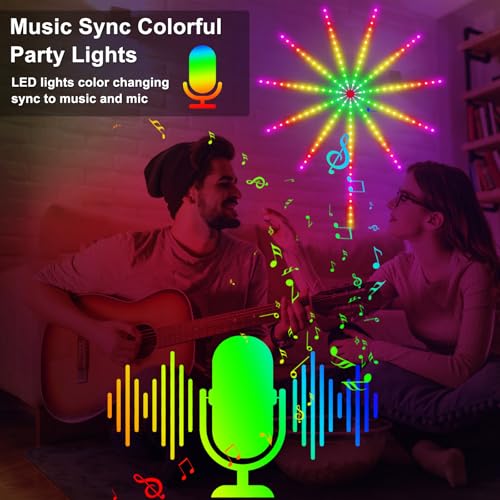 Image of Firework LED Lights, Smart RGB Dream Color LED Lights for Bedroom LED Strip Lights with Remote App Control, Color Changing Music Sound Sync Light for Bedroom,Christmas, Indoor Party
