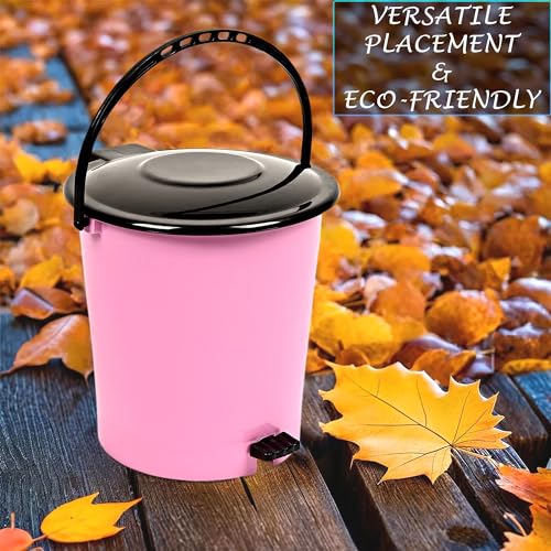 Image of Kuber Industries Plastic Pack Of 2 Pedal Dustbin | Dustbin With Lid | Garbage Bin | Dustbin For Kitchen-Bathroom | Wet & Dry Waste Bin | Black Dhakkan Trash Can | 10 Ltr | Pink & Blue
