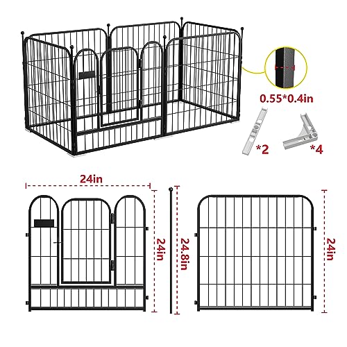 Metal Dog Play Pens Indoor Outdoor, Puppy Playpen Fence Gate with Walk Through Door, 6-Panel Portable Lightweight Dog Fences for Dogs Metal Dog Play Pens Indoor Outdoor, Puppy Playpen Fence Gate with Walk Through Door, 6-Panel Portable Lightweight Dog Fences for Dogs