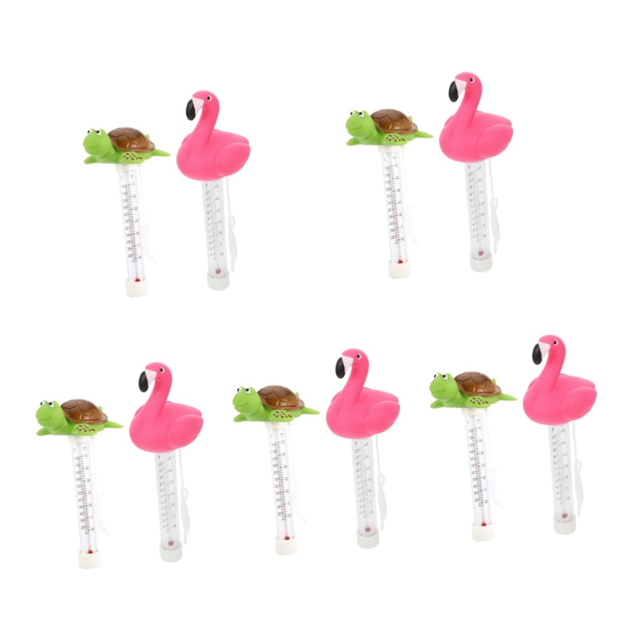 VANZACK 5 Sätze Schwimmendes Wasserthermometer Für Pool Und Badewanne Flamingo Schildkröte Präzise Temperaturmessung Für Teich Aquarium Und Zu Verwenden 2 Stück * 5