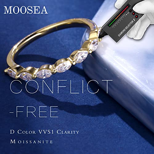 MOOSEA Floating Moissanite Wedding Band for Women, Marquise D Color VVS1 Clarity Lab Created Moissanite Rings for Women3