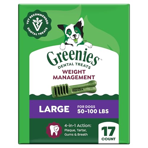 Greenies Veterinarian-Recommended Adult Natural Dental Dog Treats Large Size Weight Management Dog Dental Chews 27 oz. Pack 17 Count