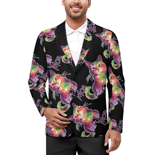 Cat Mom Men's Suits Dress Business Formal Suit Print Jackets Coat for Wedding Party