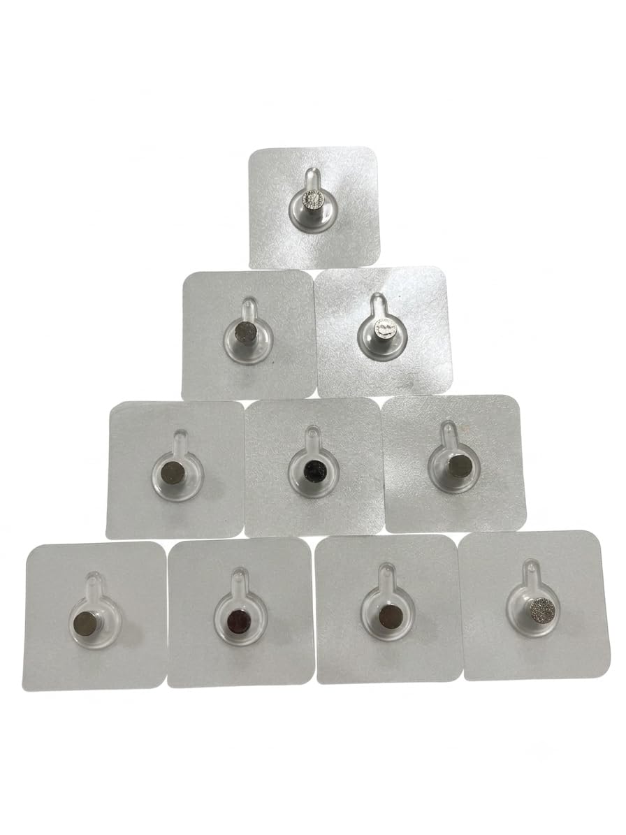 Heavy Duty Adhesive Wall Hooks for Hanging (Pack of 10) – Waterproof Square Seamless Wall Nails & Picture Frame Hangers, No Drilling, Damage-Free Sticky Hooks for Living Room, Kitchen & Office-image-20