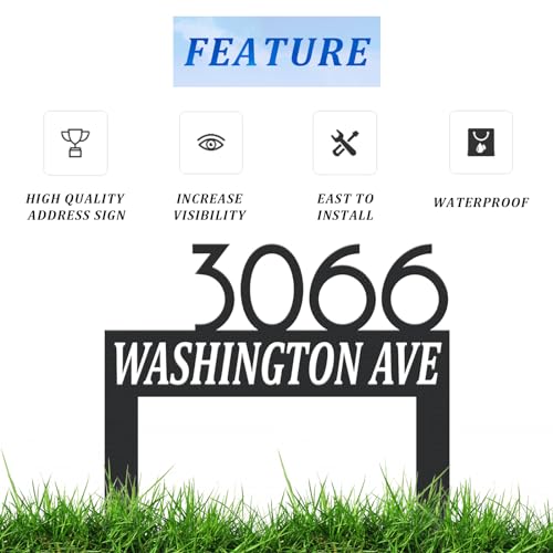 Yuajsterl Personalized Modern Large Metal Address Sign For Yard thumb #1
