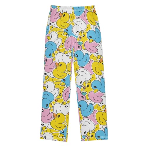Boys' Pants Duck Rubber Shower Scarf Cartoon Animal Long Bottoms Elastic Waist Trousers with Pockets S-XL