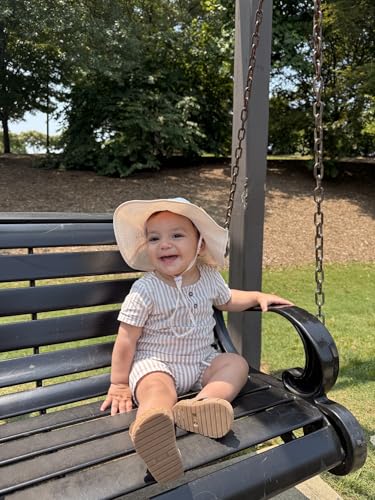 Image of HONGTEYA Baby Sun Hat Toddler Girl Beach Hat Sun Protection Adjustable Outdoor Summer Wide Brim Bucket Hat for Infant Kids