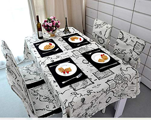 Bringsine Rectangular Cotton Linen World Map Washable Tablecloth Vintage Rectangle Dinner Picnic Table Cloth Home Decoration(Rectangle/Oblong, 55 x 79 Inch)