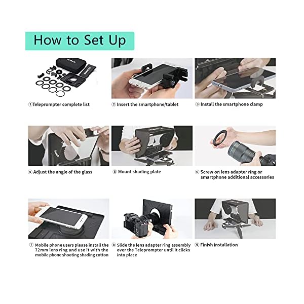 YC Onion Teleprompter für Tablet-Smartphone-Kamera – Bild 7