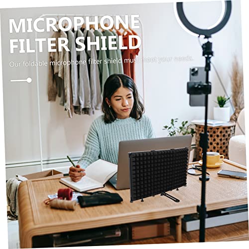 Mikinona 1pc Protector de Micrófono Plegable Portátil con Filtro Pop y Reducción de Ruido para Grabación y Transmisión en Vivo Negro miniatura 4