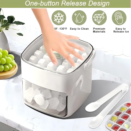 Image of Ice Cube Trays with Lid and Storage Bin Ice Maker for Freezer