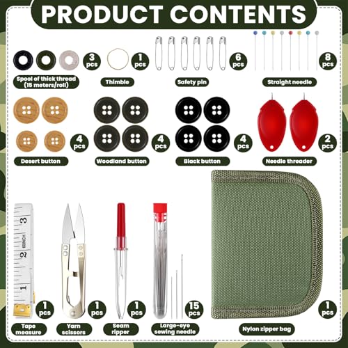 Suncalla 1 Pack Military Survival Sewing Kit Travel Emergency,Army Green - Image 3