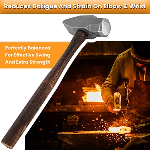 4 Lb Blacksmith Hammer Cross Peen Bladesmith Engineer Drilling Hammer Handmade Knife Making Metal Working Forging Farrier Tool With Wooden Handle Steel Head #TOP4