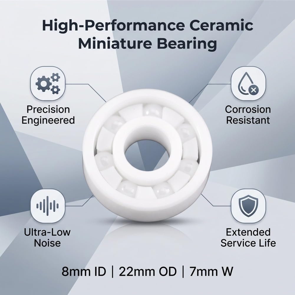 608 ZrO2 mini białe ceramiczne łożysko kulkowe do palca zabawka 8 x 22 x 7 mm