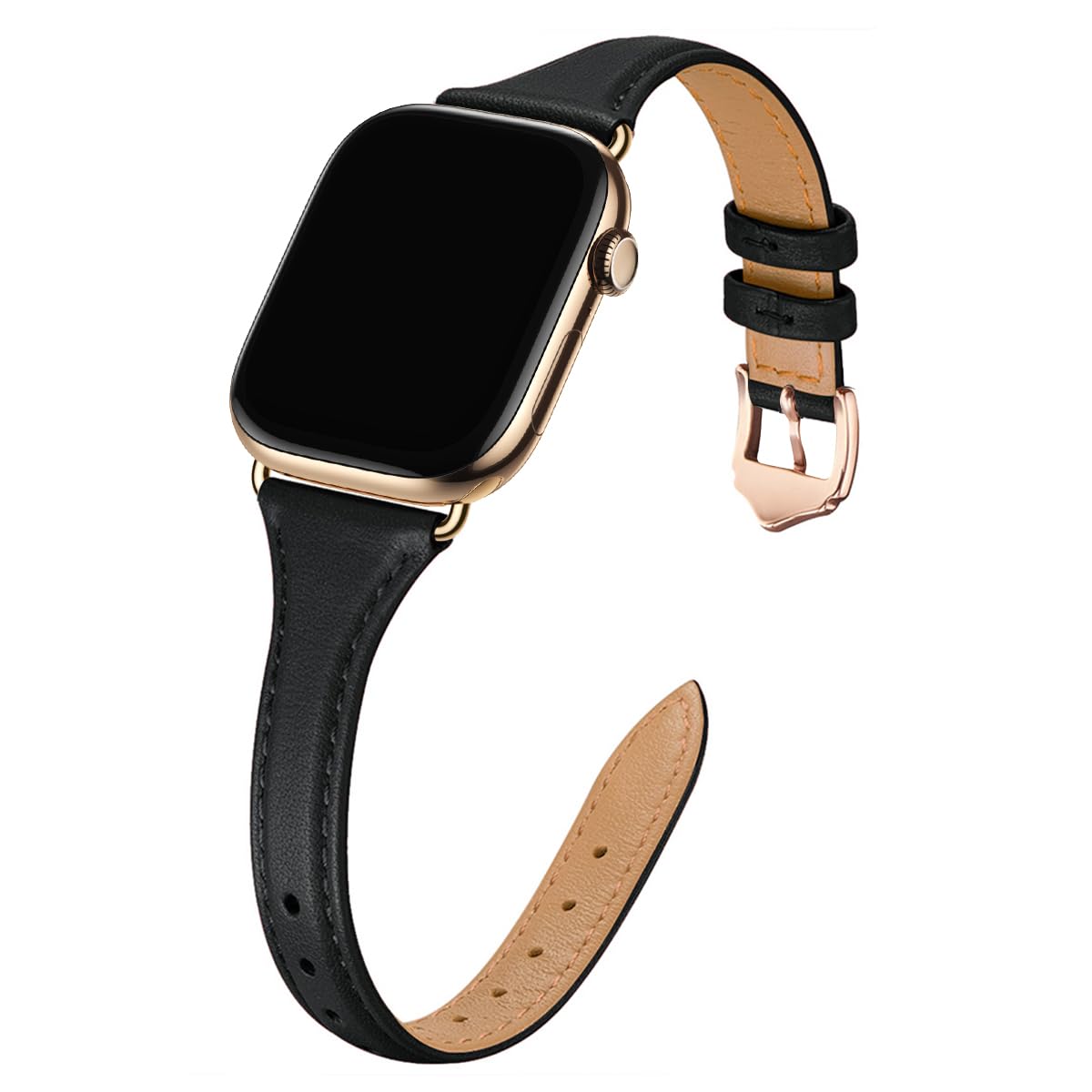 WFEAGL Leather Bands Compatible with Apple Watch Band 42mm(Series 3 2 1) 44mm 45mm 46mm 49mm Women, Top Grain Leather Strap Slim Thin Replacement