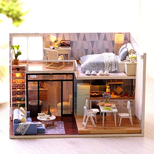 Cuteefun DIY Miniatur Puppenhaus Kit zum BAU Miniatur Haus mit Musik Staubschutz und Möbeln Selber Bauen Kreative… – Bild 7