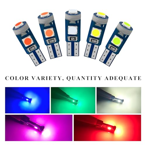 12 piezas bombillas LED T5 para tablero auto rojo miniatura 5