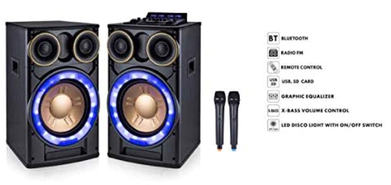 Gadget-Wagon MIT Dual Set Speaker System with Bluetooth, Karaoke
