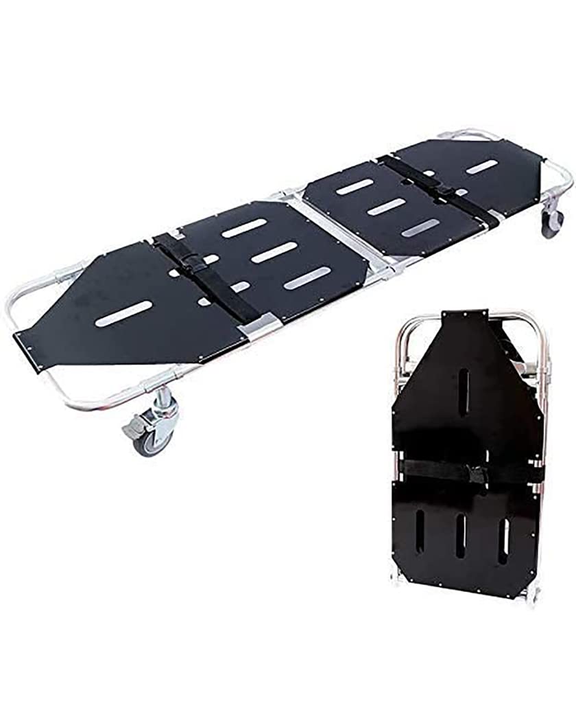FAXIOAWA Tragbare 4-Rad-Notrettungsbahre Faltbare Flache Bahre aus Aluminiumlegierung für den Patiententransport Bahre mit 159 kg Tragfähigkeit