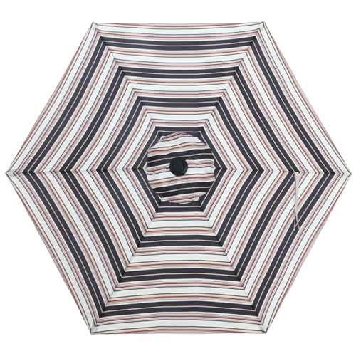 Image of MASTERCANOPY Patio Umbrella 7.5 ft Replacement Canopy for 6 Ribs-Black and Red stripe Canopy Only