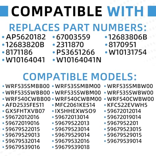 Image of W10436252 Upgraded Freezer Door Gasket Compatible with Amana Maytag JennAir Kenmore KitchenAid Whirlpool Replaces W10131754 W10164041 W10164041N 12683806B 12683820B 8170951 8171186 67003559 2311870