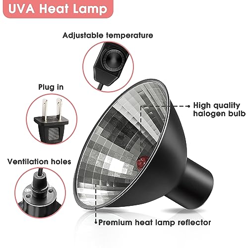 Image of Briignite Reptile Heat Lamp Red, 50W G9 Heat Bulb & Dome Reptile Light Fixture, Aluminum Reflector, Dimmable Heat Lamp for Chicken, Turtle, Snake, Gecko, Lizard, 2 Pack