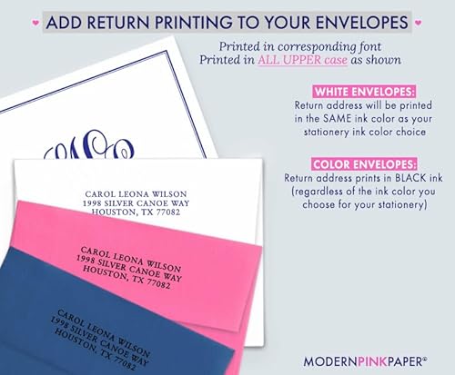Modern Pink Paper Classic Monogram Stationary Set Folded Note Cards thumb #2