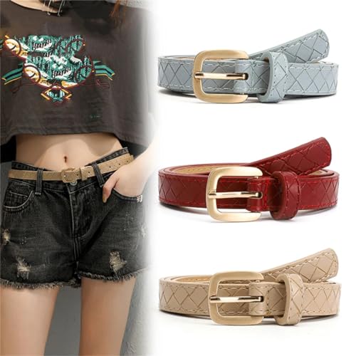 Women's PU Leather Material Alloy Metal Pin Buckle Diamond Pattern Jeans Casual Formal Solid Color Belt3